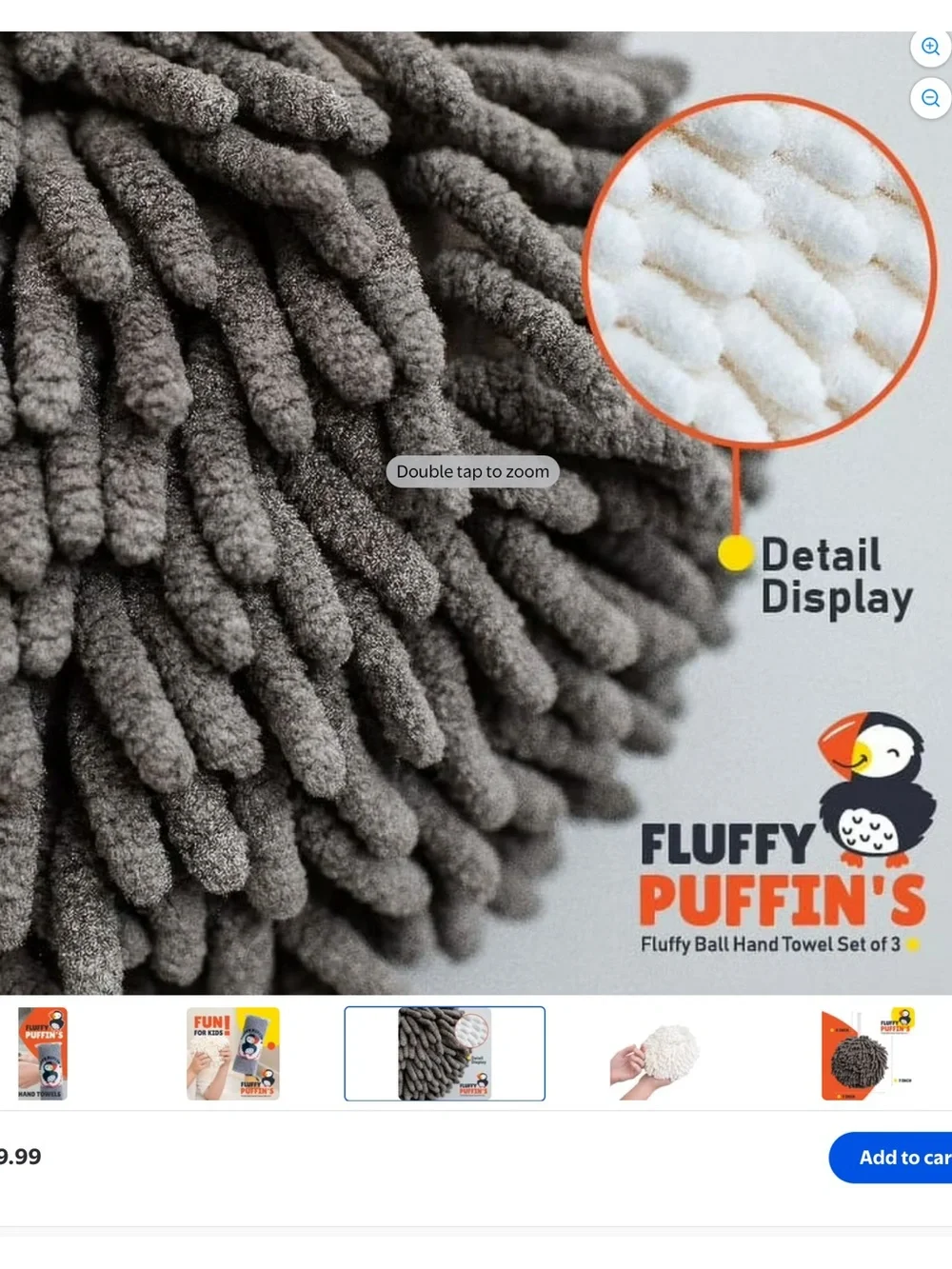 JJ Kent Fluffy Puffin's Hand Towels for Bathroom Home Fast Dry Microfiber 3 Pack